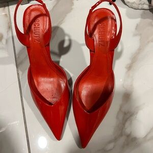 SCHUTZ Vibrant Red Pointed Slingback Heels